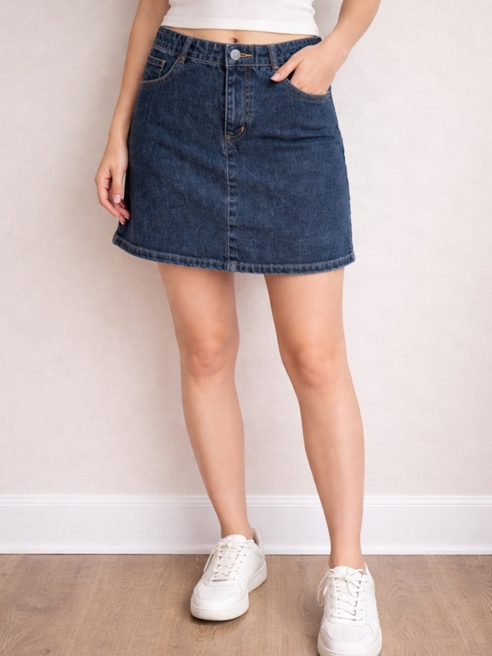 American Eagle Denim Mini Skirt Blue Wash A-Line Casual Classic Size 12